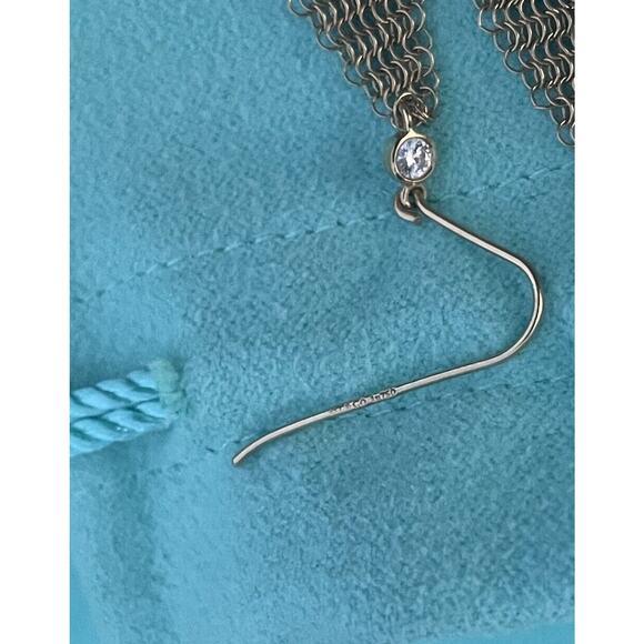 Tiffany & Co. 18k Gold Peretti Diamond Drop Dangle Mesh Scarf Hook Earrings 3” - Picture 10 of 10